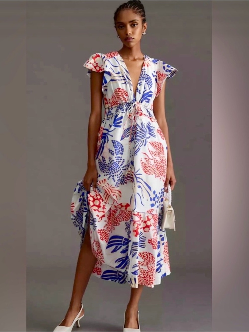 Farm Rio Flutter Sleeve Dress